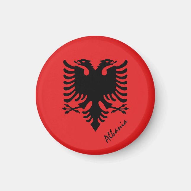Albanska flagga och Albanien, resor, helgdag/sport Magnet (Framsidan)