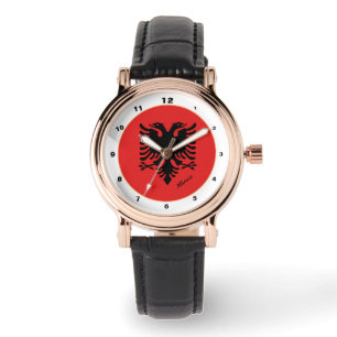 Albanska Flagga och Albanien trendig mode / design Armbandsur
