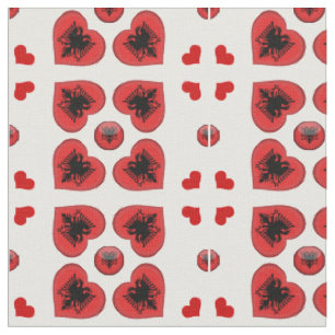 Albanska Flagga och Albaniens Heart mode Fabric Tyg