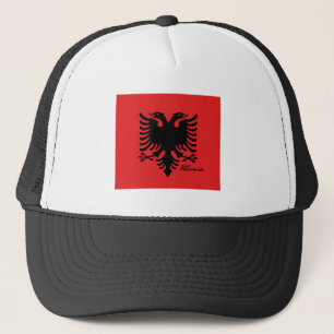 Albanska flagga och albanska helgdag/sportfantaste keps