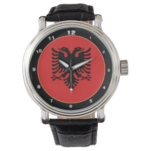 Albanska Flagga och albanska mode-patriot/sport Armbandsur