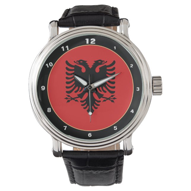 Albanska Flagga och albanska mode-patriot/sport Armbandsur (Framsida)
