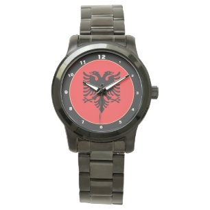 Albanska Flagga och albanska mode patriot/sport Armbandsur