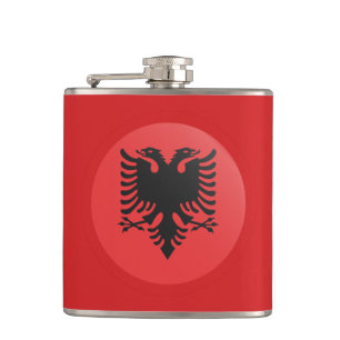 Albanska Flagga och drycker, resa Albanien/sportfa Fickplunta