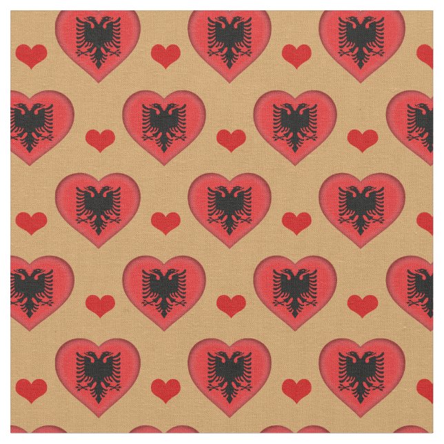 Albanska Flagga & Red Heart mode Fabric/Albanien Tyg (Närbild)