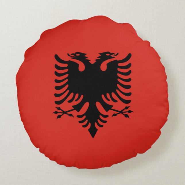 Albanska flagga rund kudde (Baksidan)