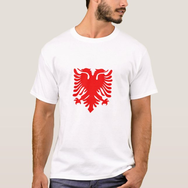Albanska Flagga symbol T Shirt (Framsida)