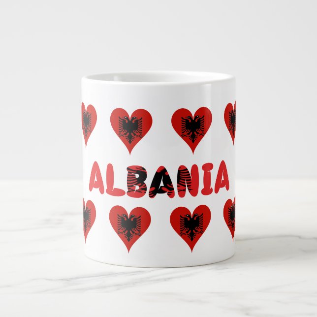 Albanska hjärtan jumbo mugg (Framsidan)