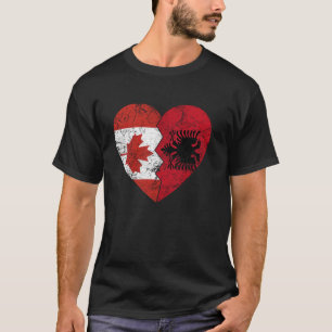 Albanska Kanadensiska flaggor hjärta Kanada Albani T Shirt