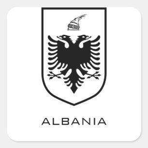 Albanska nationella statsvapen Heritage Ink Fyrkantigt Klistermärke