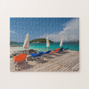 Albanska rivieran, Ksamil, strandpromenad Pussel