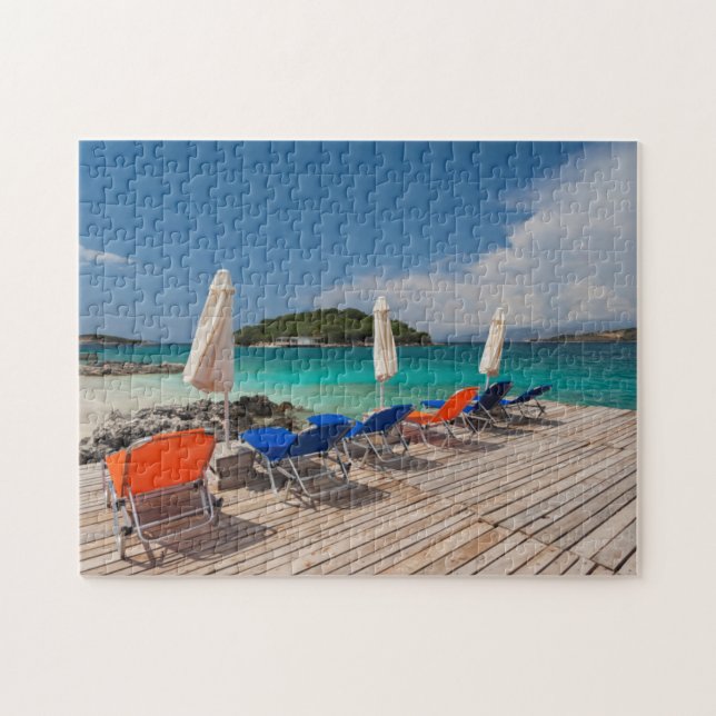 Albanska rivieran, Ksamil, strandpromenad Pussel (Horisontell)
