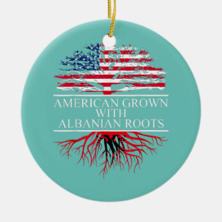 Albanska roots American Grown Flagga of Albanien Julgransprydnad Keramik