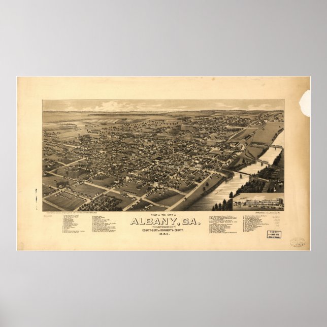 Albany Georgia 1885 Panoramic Karta Poster (Framsidan)