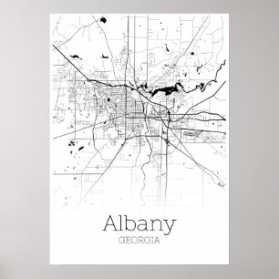 Albany Karta - Georgia - City Karta Poster