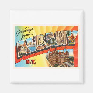 Albany New York NY gammal vintage resorsouvenir Magnet