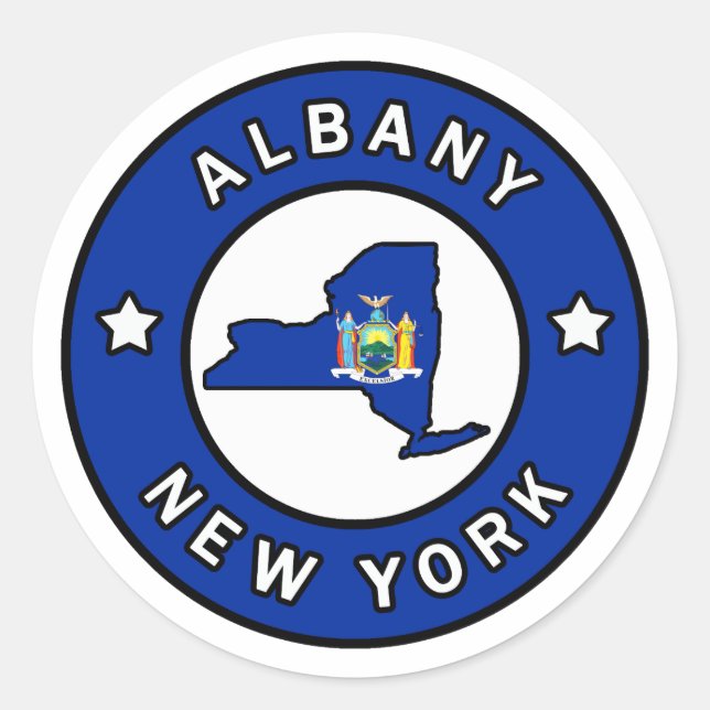 Albany New York Runt Klistermärke (Framsida)