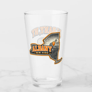 Albany New York State Kartlayout Etikett Design Glaskopp