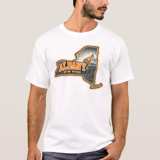 Albany New York State Kartlayout Etikett Design T Shirt