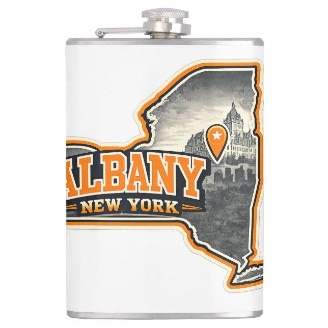 Albany New York State Outline Map Label Design Fickplunta (Framsidan)