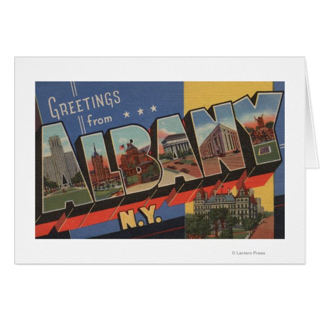 Albany, New York - Stora Brev Scenes Hälsningskort (Framsidan Horizontal)