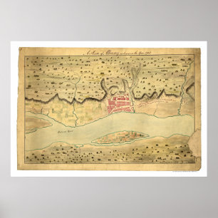 Albany New York Tidigt Karta 1758 Poster