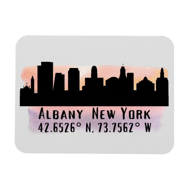 Albany NY City Skyline Magnet (Horisontell)