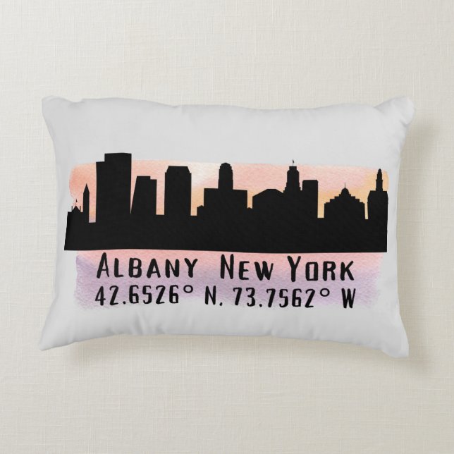 Albany NY City Skyline Prydnadskudde (Baksidan)