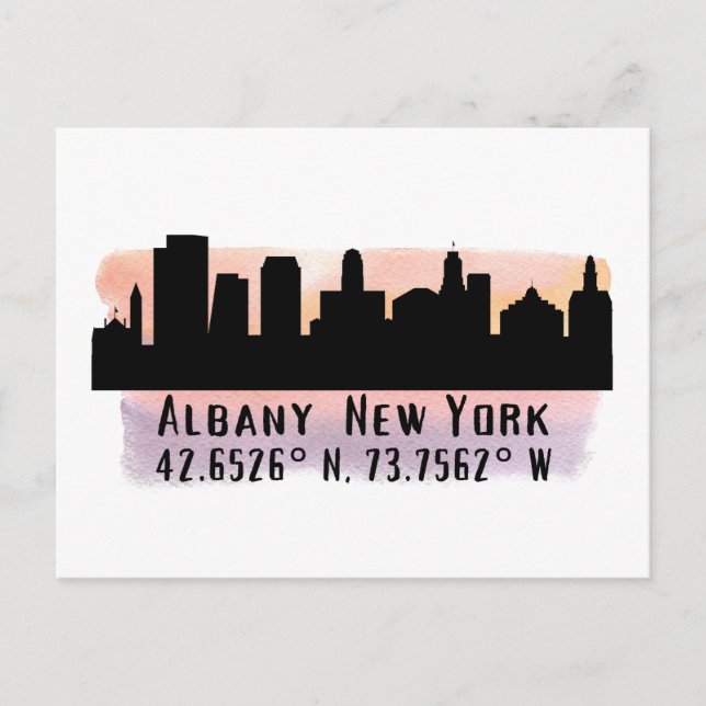 Albany NY City Skyline Vykort (Framsida)