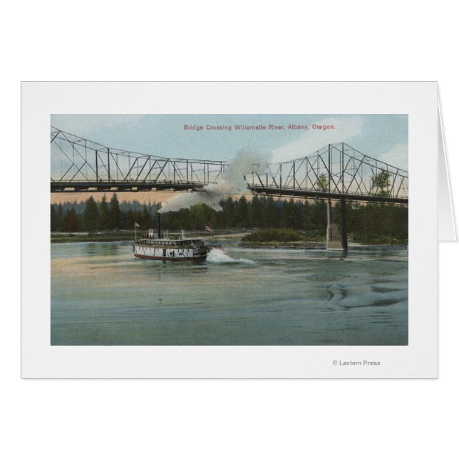 Albany, Oregon - Paddle Boat Crossing Willamette Hälsningskort (Framsidan Horizontal)