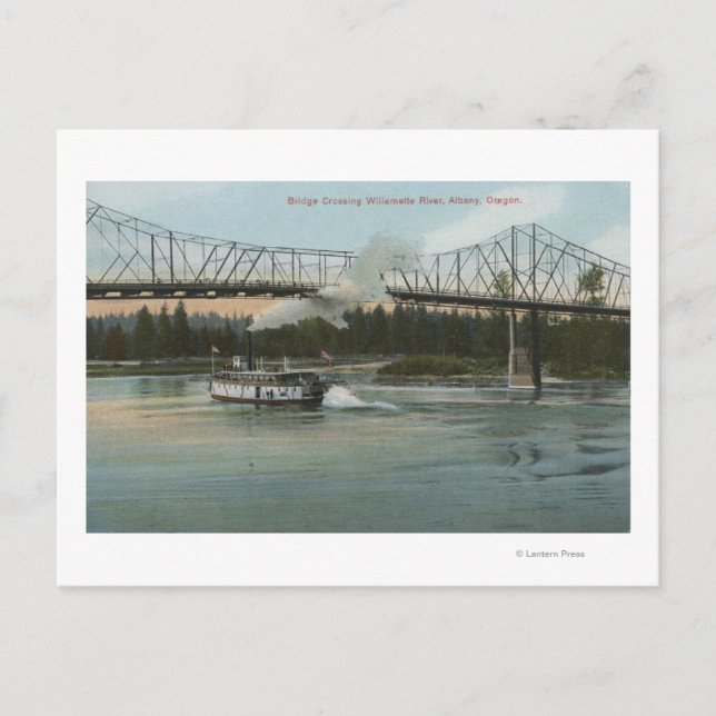 Albany, Oregon - Paddle Boat Crossing Willamette Vykort (Framsida)
