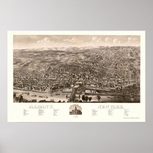Albany panorama- karta för NY - 1879 Poster