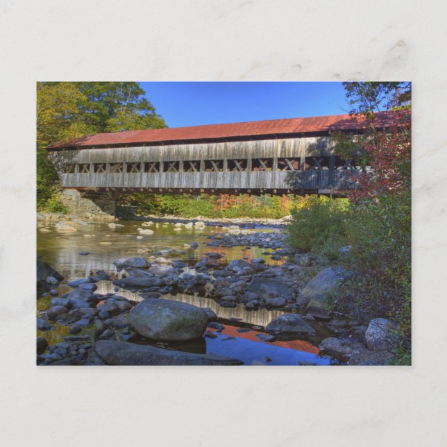 Albany täckt bro över Swift River, White Vykort (Framsida)