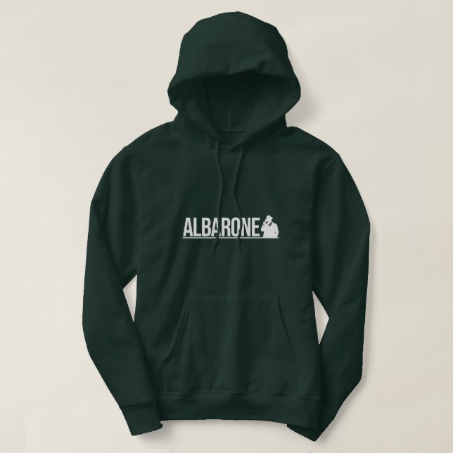 Albarone Gangster Silhouette Graphic - White Hoodie (Design framsida)