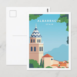 Albarracin Spain Berömd Travel Ställe Illustration Vykort
