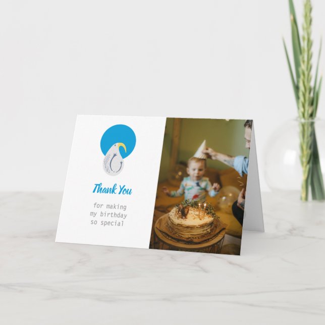 Albatross Blå och Vit Fest Tack Kort (Framsida)