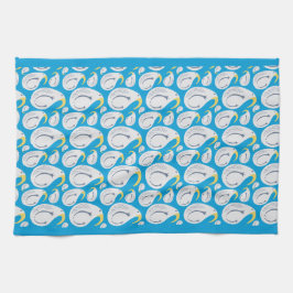 Albatross Blue, White, Grått, Gult Kökshandduk