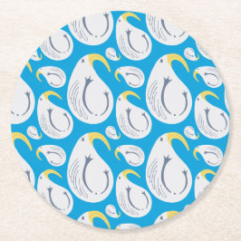 Albatross White, Blue, Gult, Grått, Paisley Design Underlägg Papper Rund