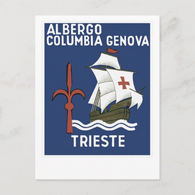 Albergo Columbia Genoa ~ Trieste Vykort (Framsida)