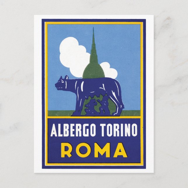 Albergo Torino Roma Travel Poster Vykort (Framsida)