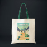 Alberobello Italien Travel Art Vintage Tygkasse<br><div class="desc">Alberobello-vektorkonst. Det är känt för sina tradui,  viskös stenhuvar med konisk tak.</div>