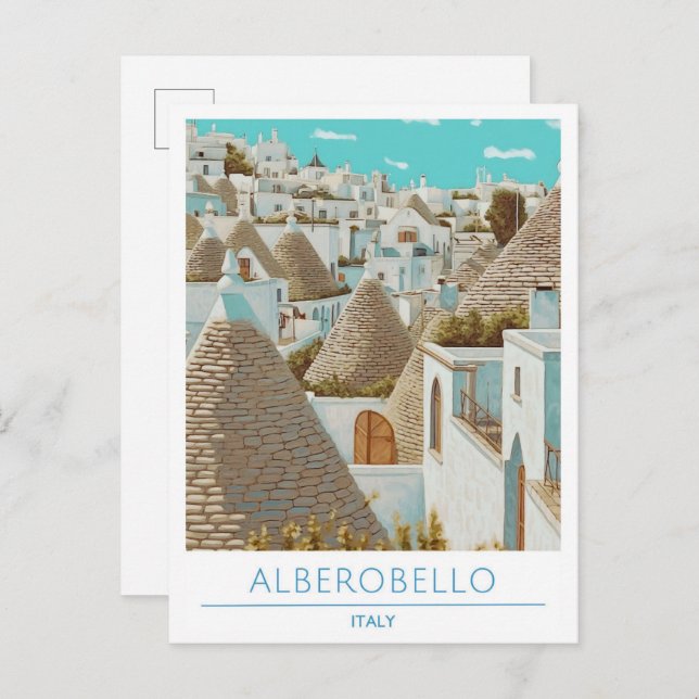 Alberobello Italien Travel Vykort (Fram/baksida)