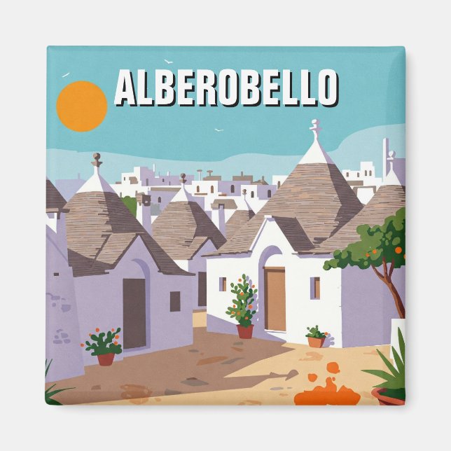 Alberobello Italien Trulli house Travel abstrakt Magnet (Framsidan)