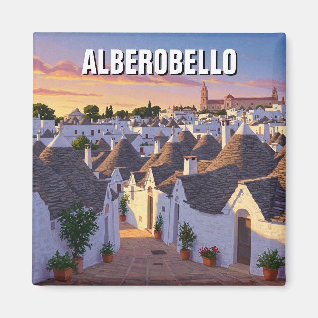 Alberobello Italien Trulli house Travel Magnet (Framsidan)