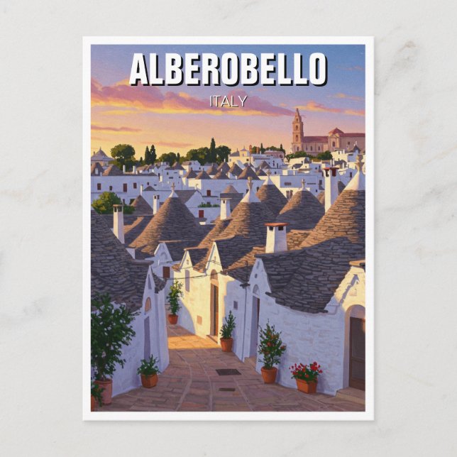 Alberobello Italien Trulli house Travel Vykort (Framsida)