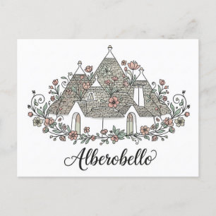 Alberobello Italien Trulli hyr blommor Vykort