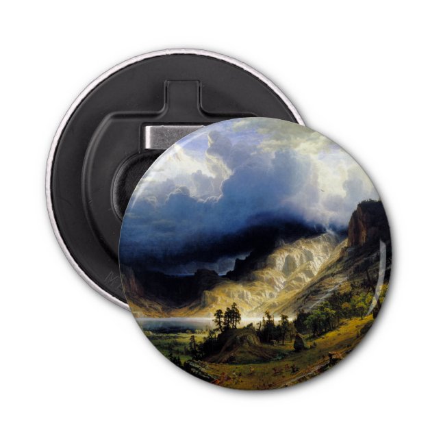 Albert Bierstadt A Storm i Rocky mountains Flasköppnare (Framsidan)