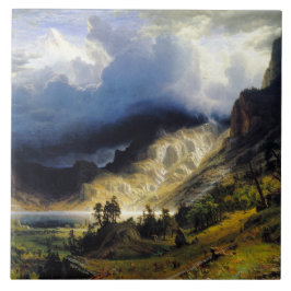 Albert Bierstadt A Storm i Rocky mountains Kakelplatta