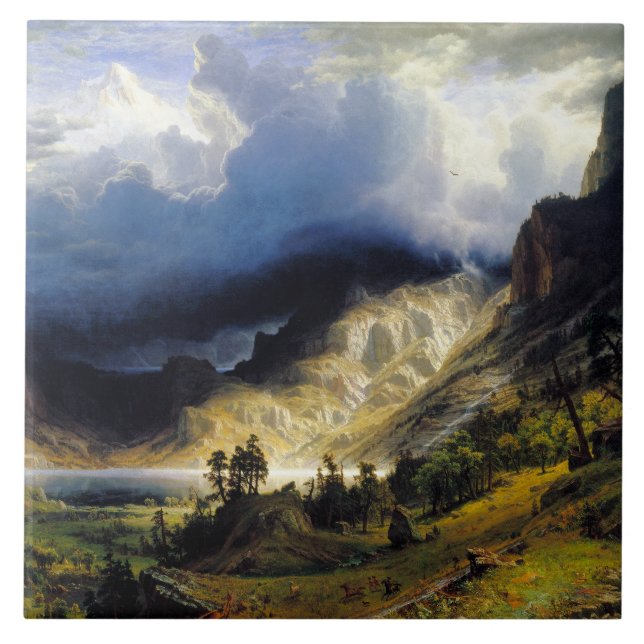 Albert Bierstadt A Storm i Rocky mountains Kakelplatta (Framsidan)