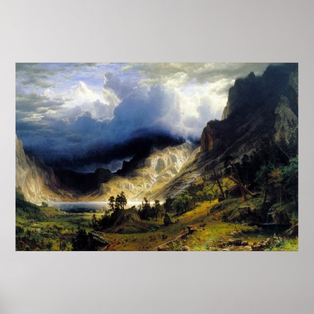 Albert Bierstadt A Storm i Rocky mountains Poster (Framsidan)